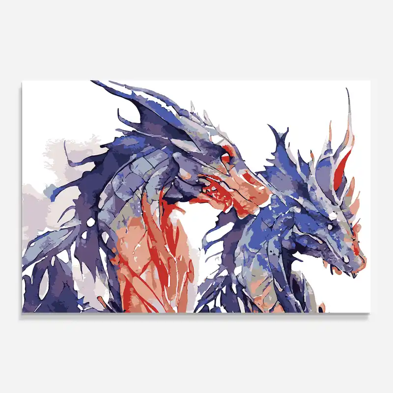 Rabatt Glasbild Purple Orange Dragon
