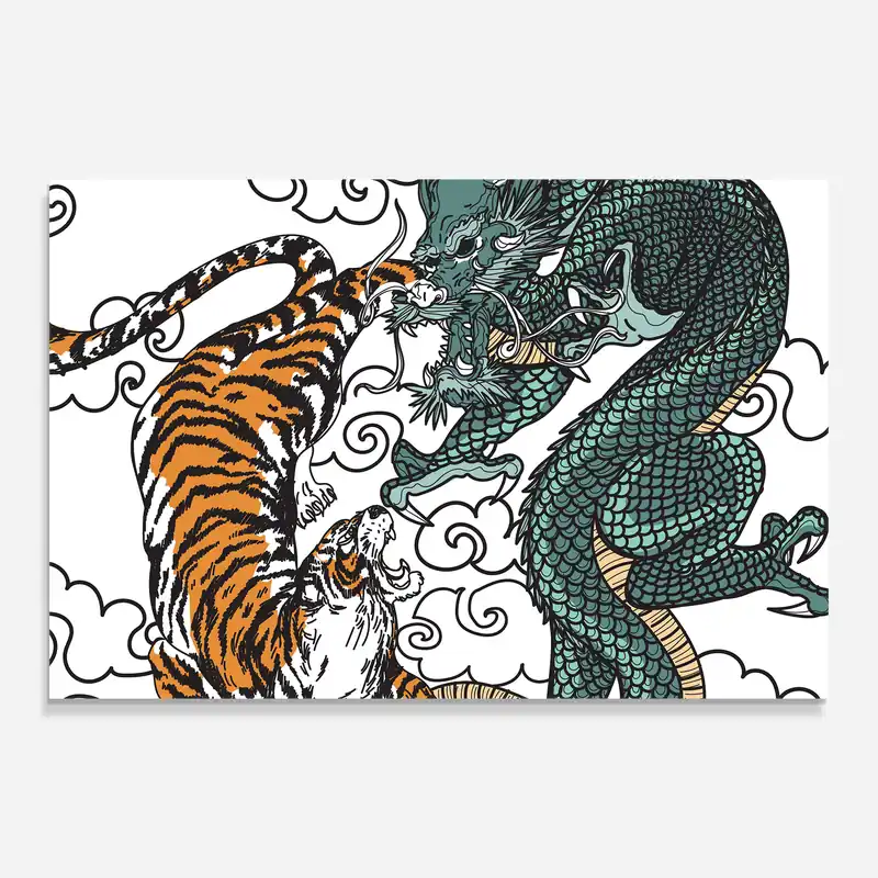 Ausverkauf Glasbild Tiger Dragon Art