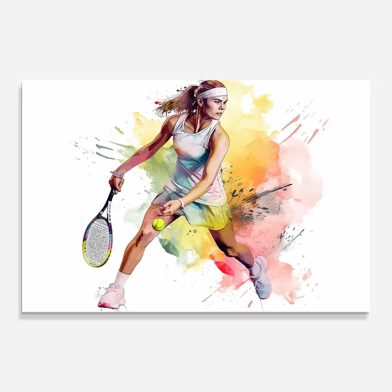 Glasbild Yellow Red Tennis Schnäppchen