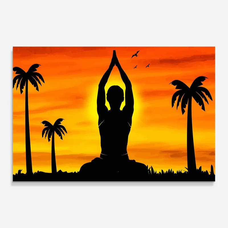 Top-Seller Glasbild Sunset Yoga View