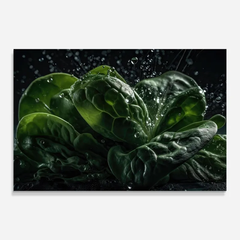 Neue Ware Glasbild Spinach Splash