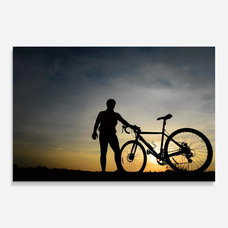 Glasbild Holding Bike Shilouette Neu Im Sortiment
