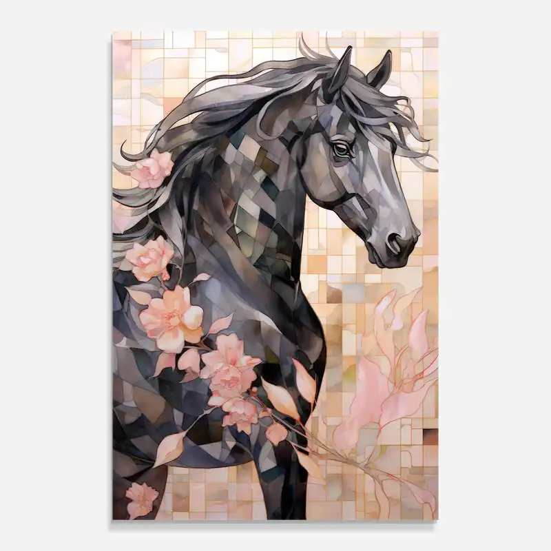 Sichere Zahlung Glasbild Mosaic Painting Horse