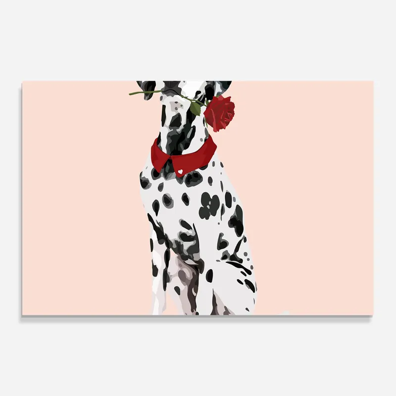 Online Kaufen Glasbild Rose Cute Dog
