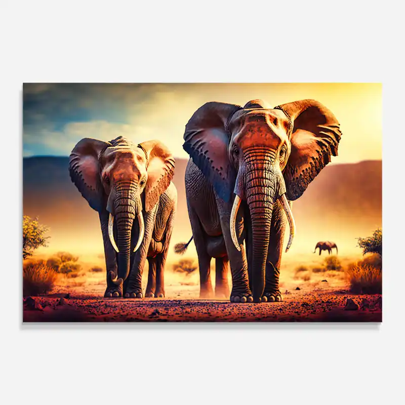 Glasbild Majestic Elephants Günstig