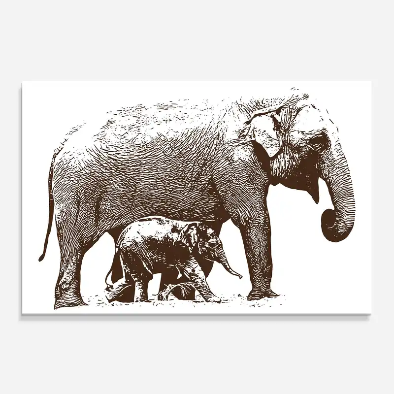 Kostenloser Versand Glasbild Mother Elephent
