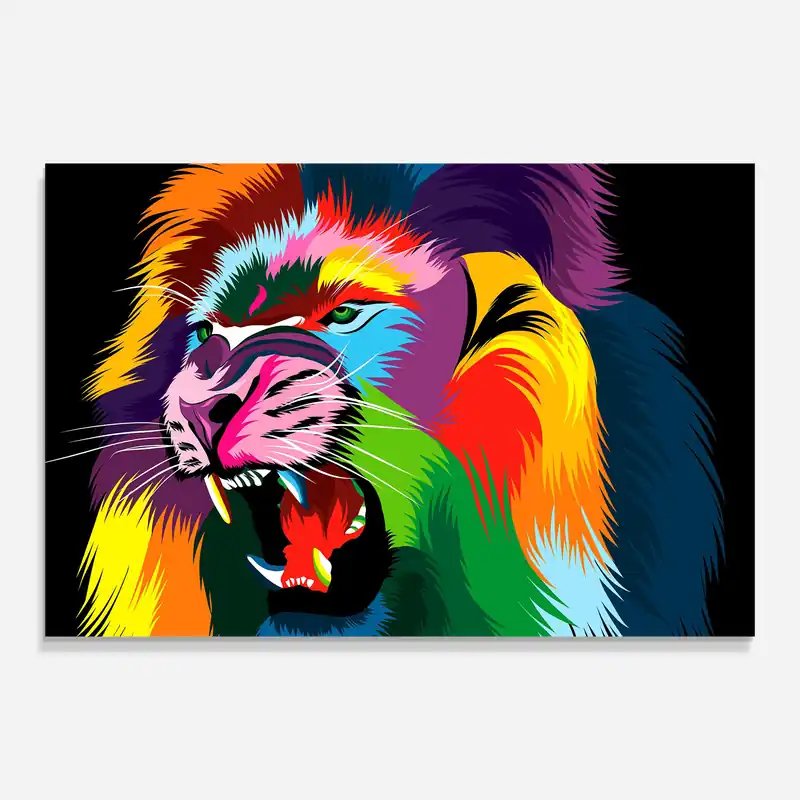 Glasbild Lion Vibrant Color Kracherpreis