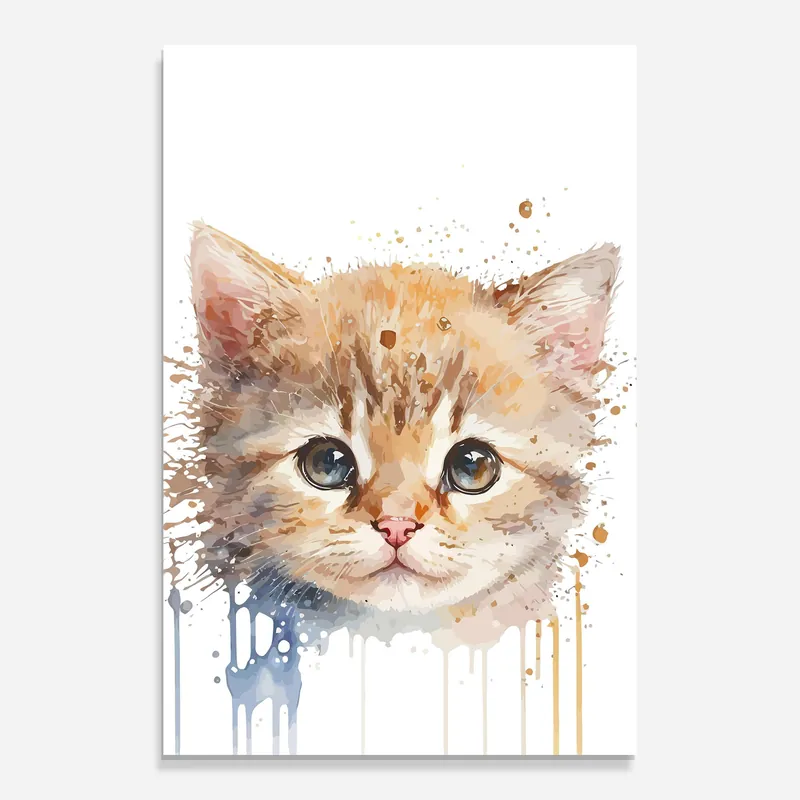 Garantierte Lieferung Glasbild Watercolor Animal Cat