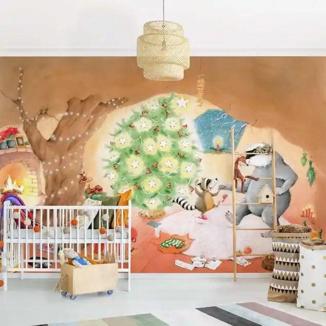 Ausverkauf Wassili Waschbär - Das allerschönste Weihnachtsgeschenk Fototapete • Vliestapete + Kleister • hergestellt in Deutschland