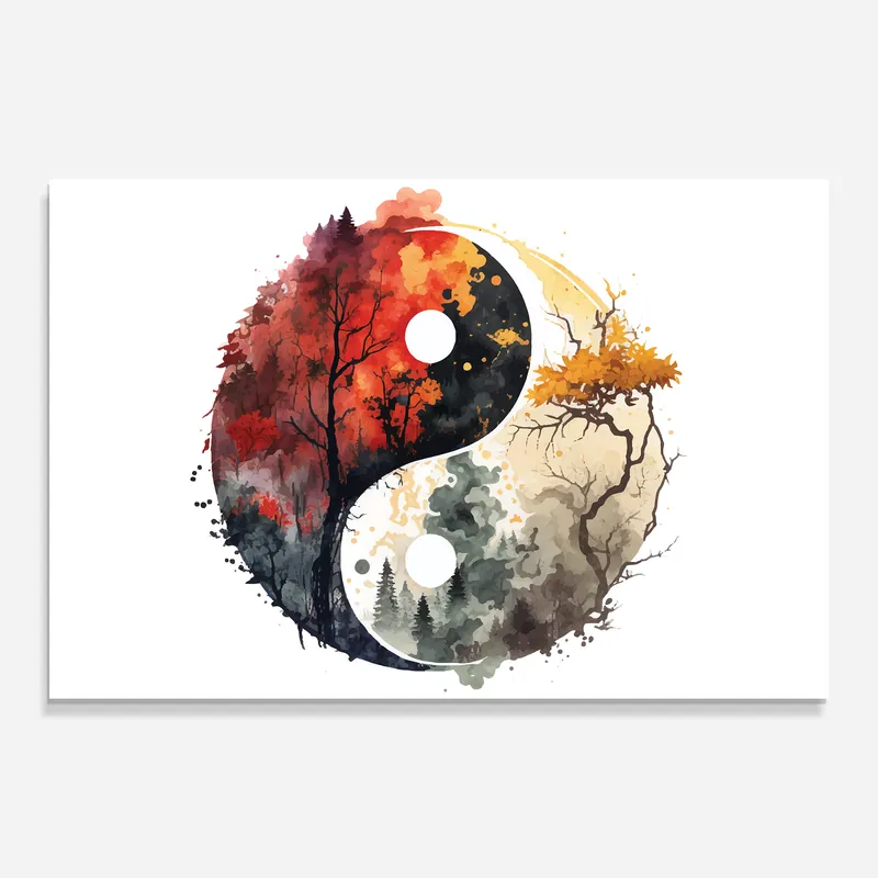 Glasbild Yinyang Forest Schneller Versand