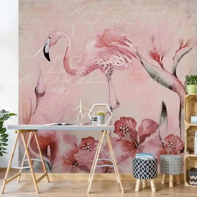 Neuheit Shabby Chic Collage - Flamingo Fototapete • Vliestapete + Kleister • hergestellt in Deutschland