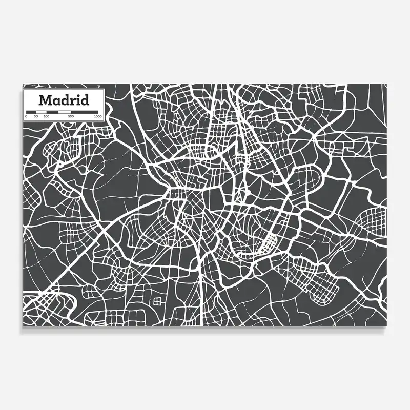 Glasbild Madrid Map Kostenloser Versand
