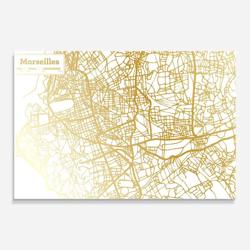 Glasbild Marseilles Gold Map Sofort Bestellen