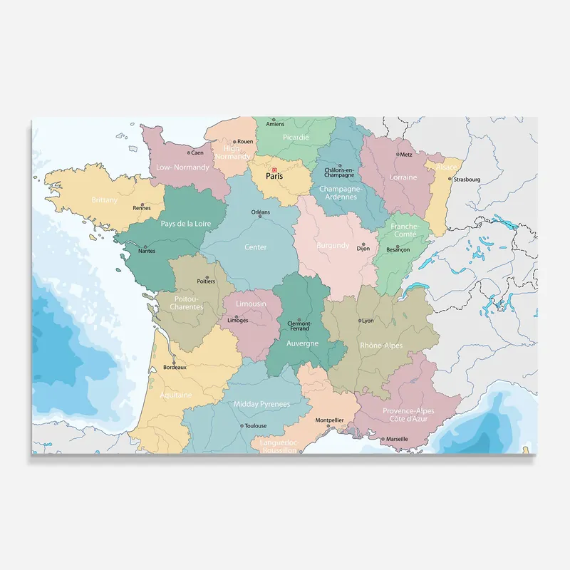 Glasbild France Map Bestseller