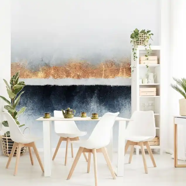 Goldener Horizont Aquarell Fototapete • Vliestapete + Kleister • hergestellt in Deutschland Markenprodukt