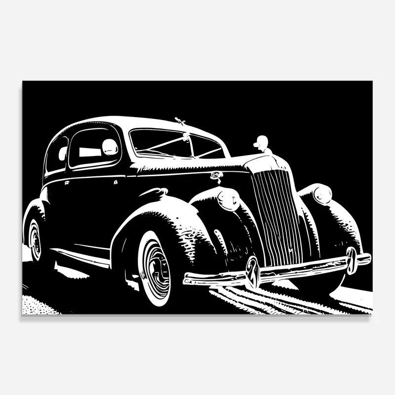 Top-Seller Glasbild Old Car Shilouette