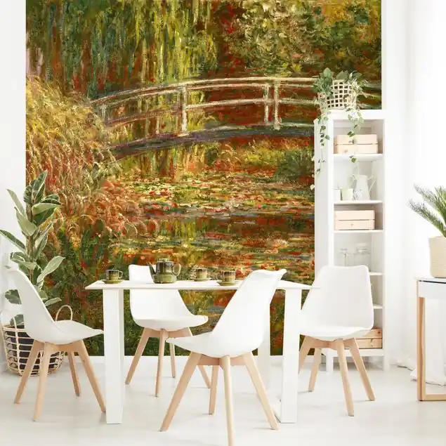 Neue Ware Claude Monet - Seerosenteich und japanische Brücke (Harmonie in rosa) Fototapete • Vliestapete + Kleister • hergestellt in Deutschland