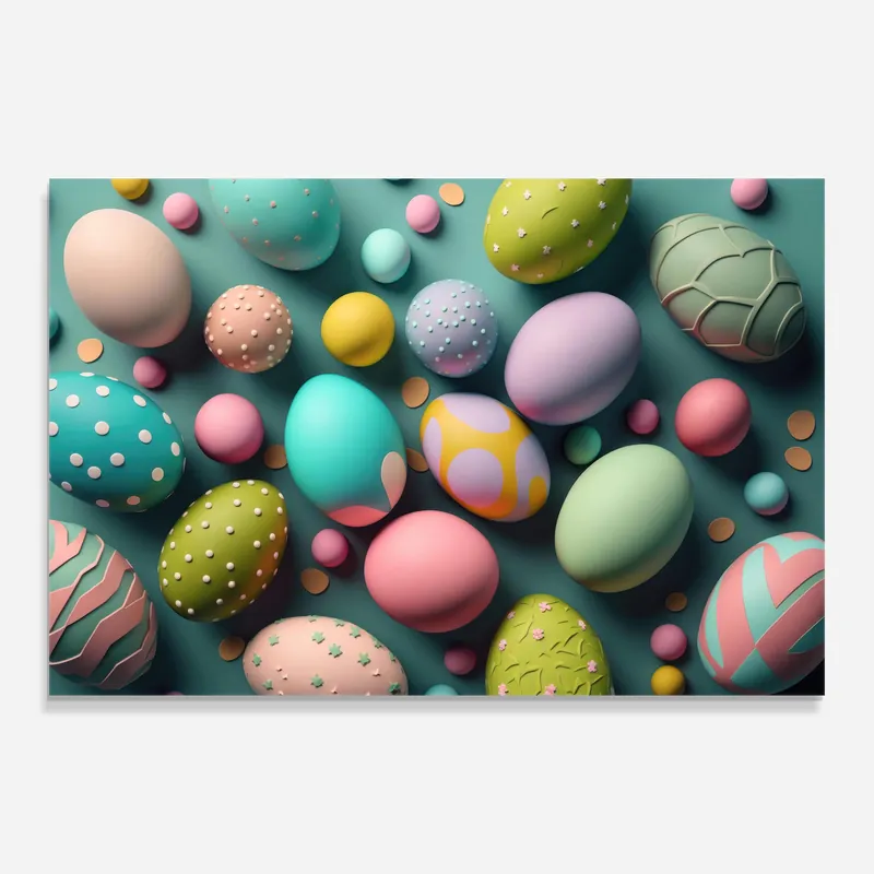 Geprüft Glasbild Easter Eggs Pattern