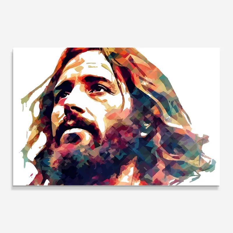 Gratis Versand Glasbild Jesus Colorful Art