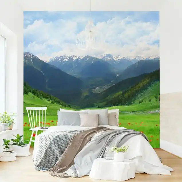 Alpenwiese Fototapete • Vliestapete + Kleister • hergestellt in Deutschland Neu