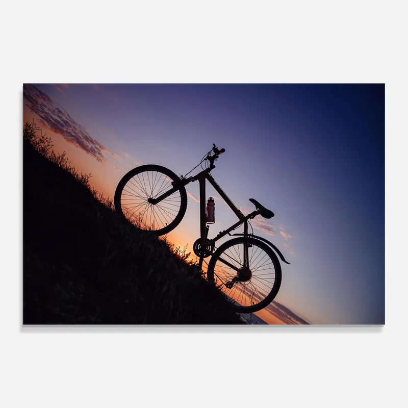 Glasbild Purple Pink Sky Bike Preiswert