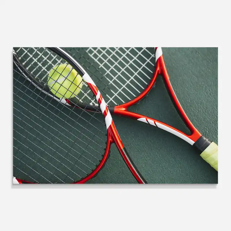 Glasbild Tennis Rackets Field Sichere Zahlung