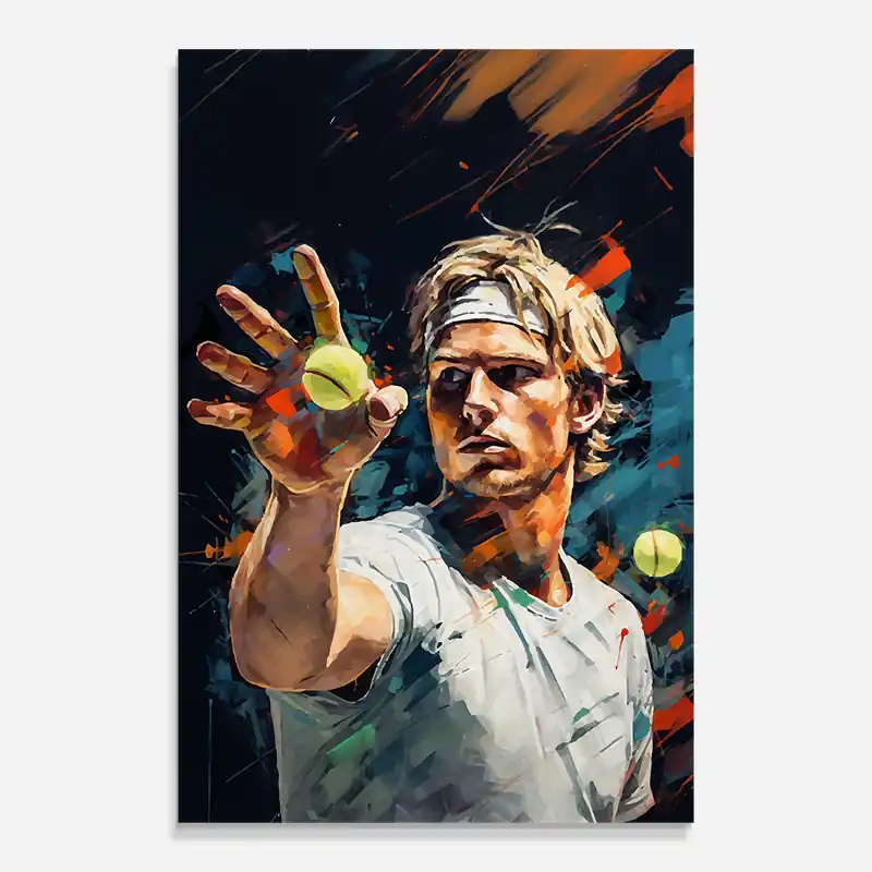 Glasbild Tennis Player Art Preisreduziert