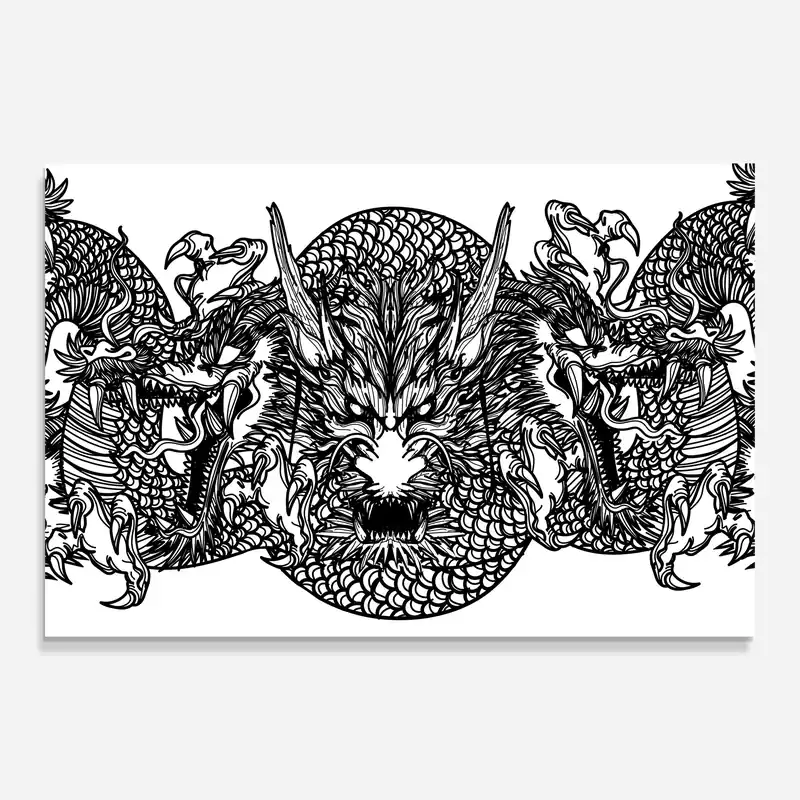 Nur Heute Glasbild Three Heads Dragon