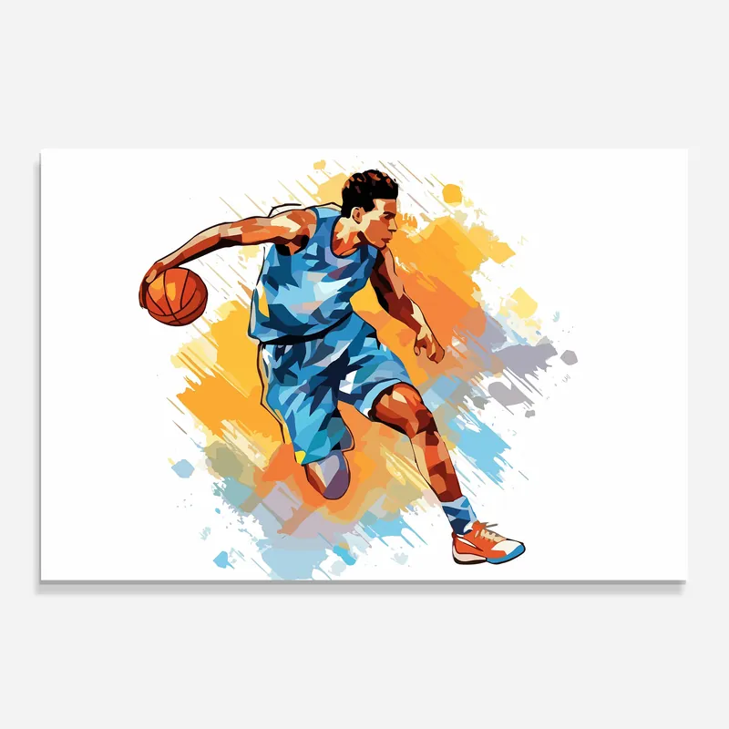 Glasbild Orange Basket Blue Highlight