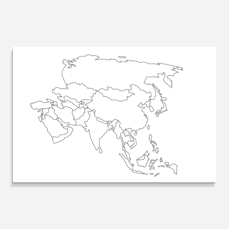 Kostenfreie Lieferung Glasbild Asia Map Line
