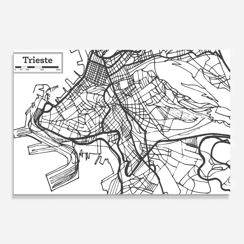 Nur Heute Glasbild Trieste Map