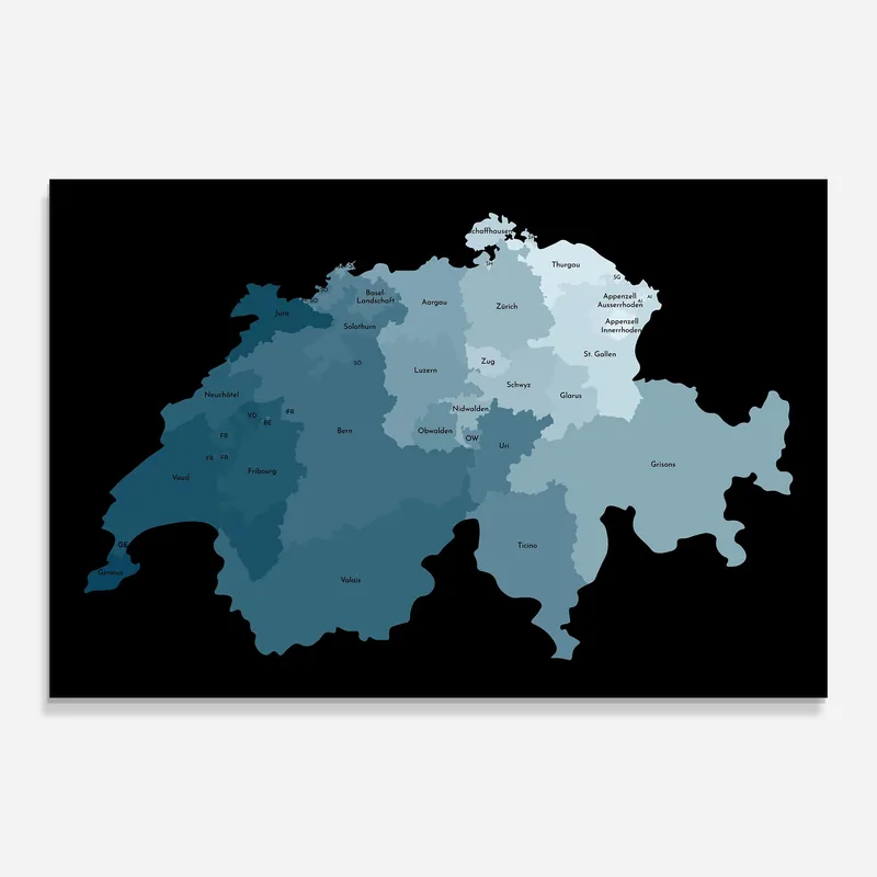 Wochenendangebot Glasbild Switzerland Blue Map