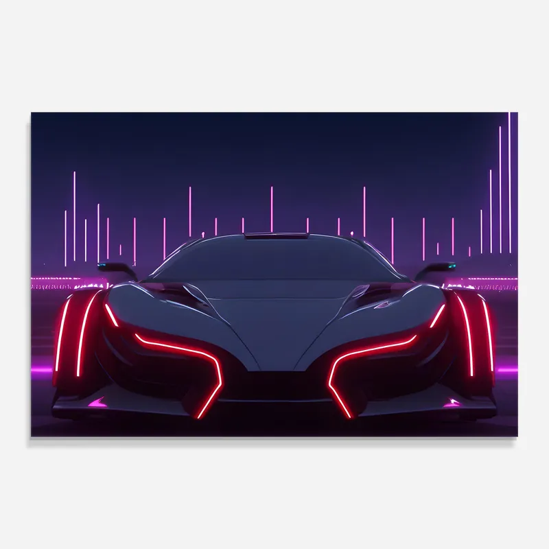 Glasbild Futuristic Purple Hypercar Günstig