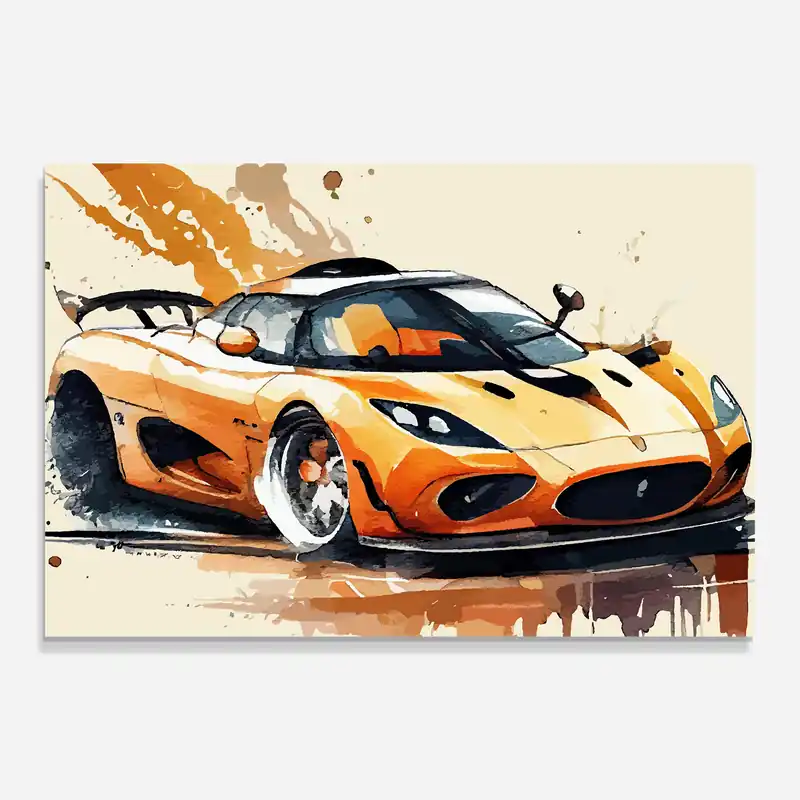 Preis Gesenkt Glasbild Orange Paint Car