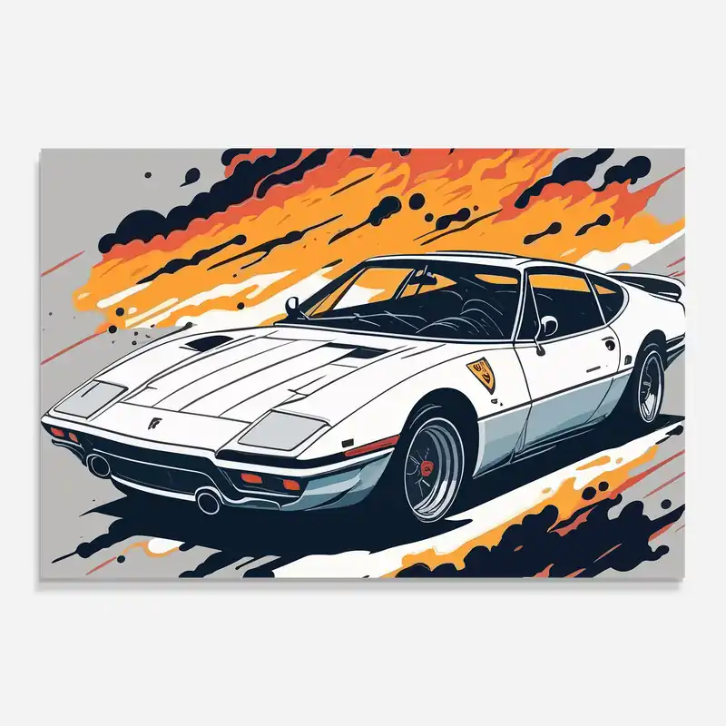 Letzte Chance Glasbild Orange Smoke Car
