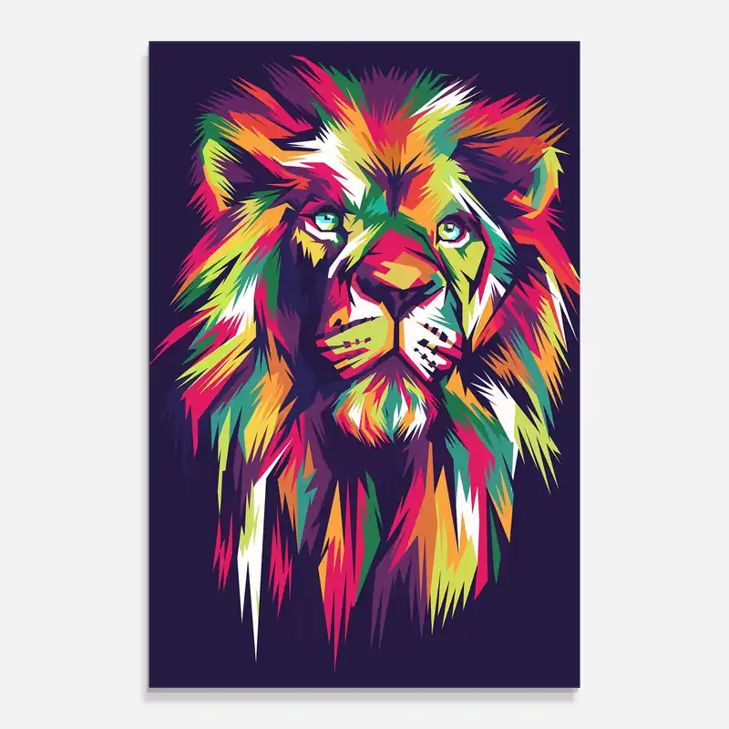 Kracherpreis Glasbild Lion On Purple