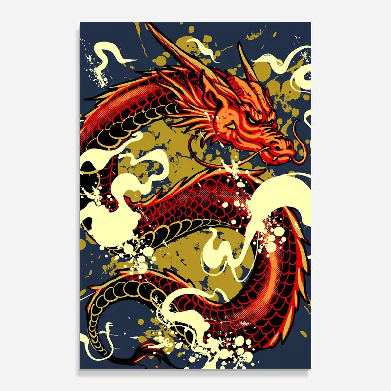 Schneller Versand Glasbild Red Cream Dragon