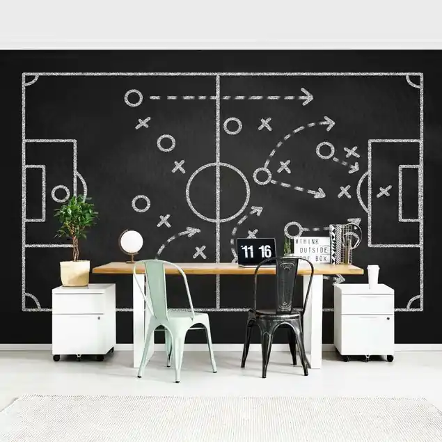 Fußballstrategie auf Tafel Fototapete • Vliestapete + Kleister • hergestellt in Deutschland Markenware