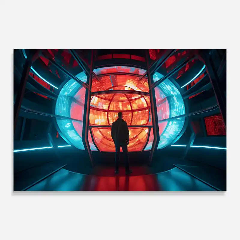 Glasbild Tunnel Red Blue Light Wochenendangebot