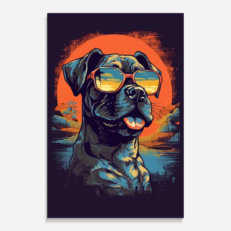 Markenprodukt Glasbild Sunset Dog