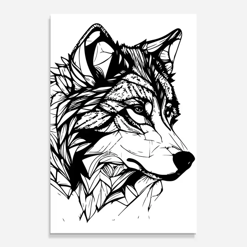 Glasbild Wolf Head Line Highlight
