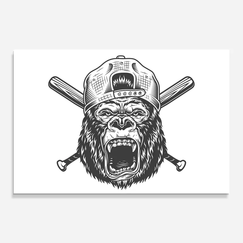 Glasbild Gorilla Baseball Mega-Angebot