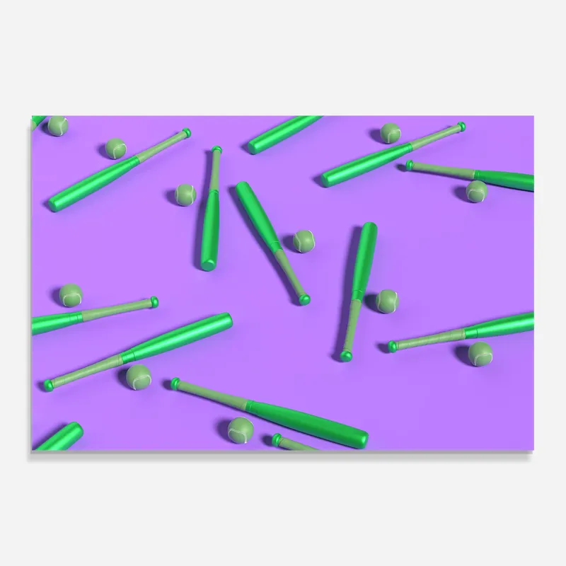 Billig Glasbild Green Baseball Balls