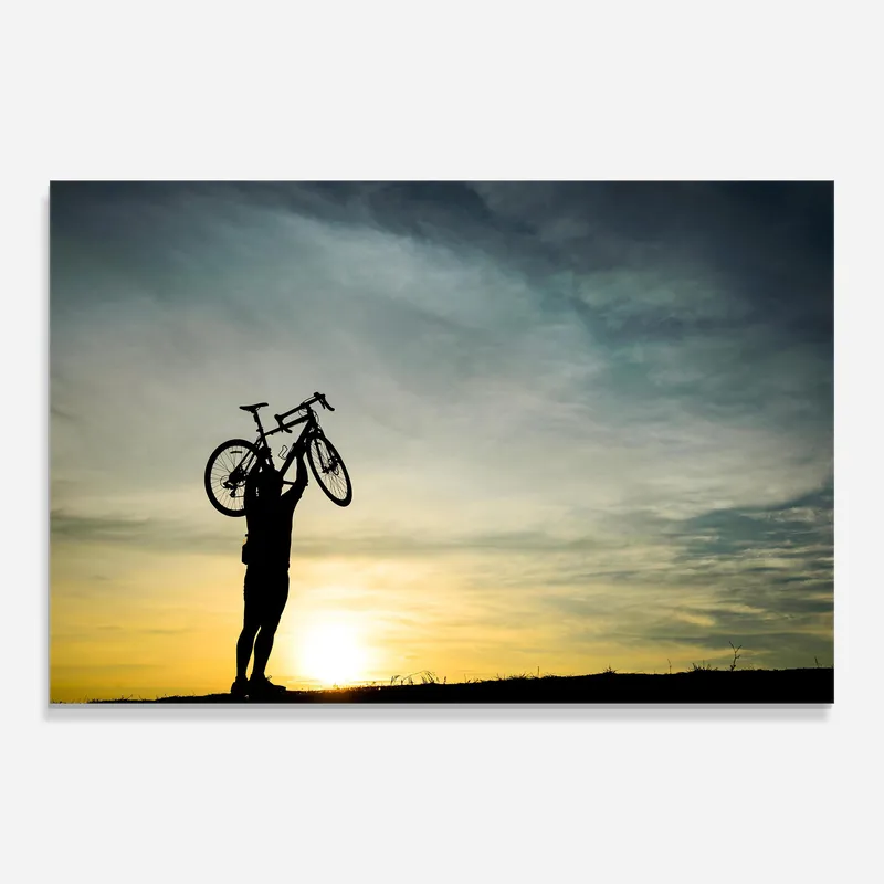 Rabatt Glasbild Yellow Sky Shilouette