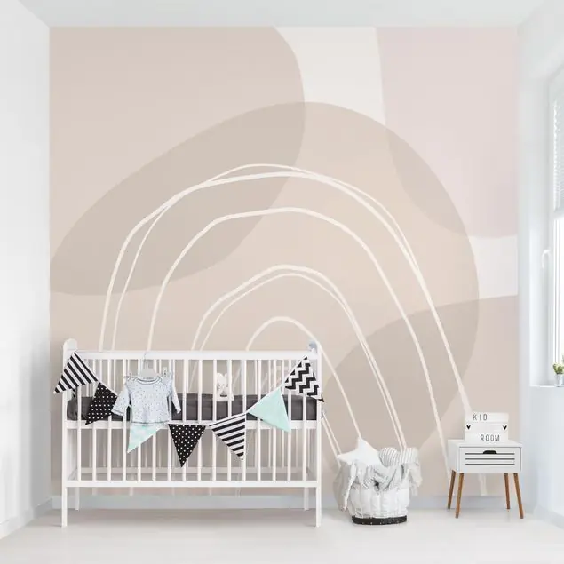 Mega-Angebot Große Kreisformen im Regenbogen - beige Fototapete • Vliestapete + Kleister • hergestellt in Deutschland
