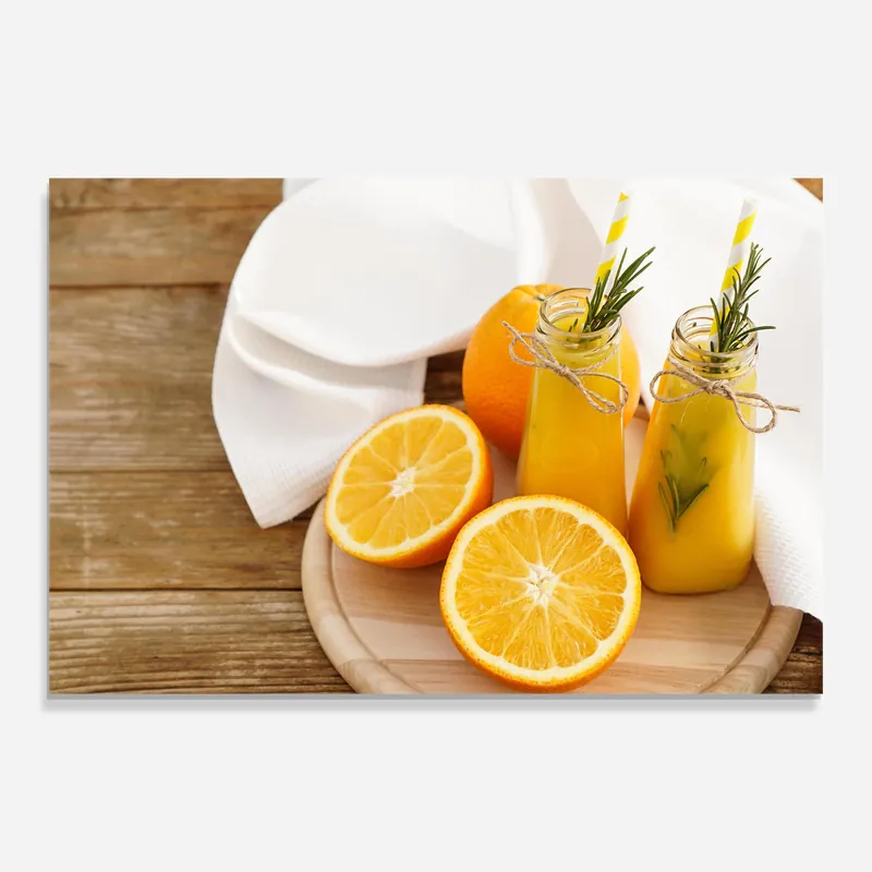 Glasbild Orange Juice Bottles Must-Have