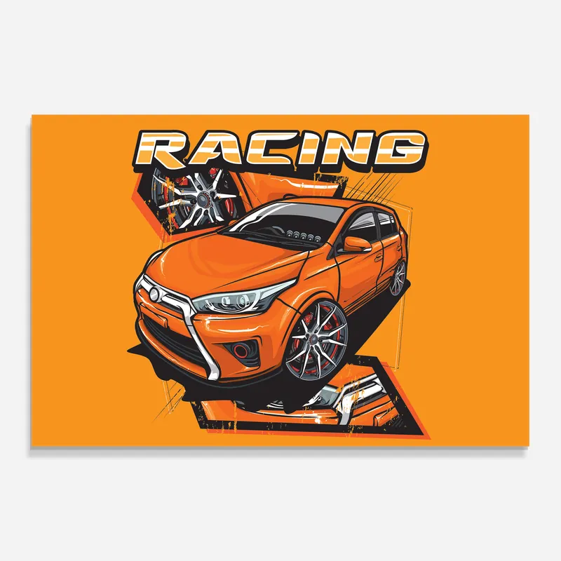 Glasbild Racing Orange Car Geprüft