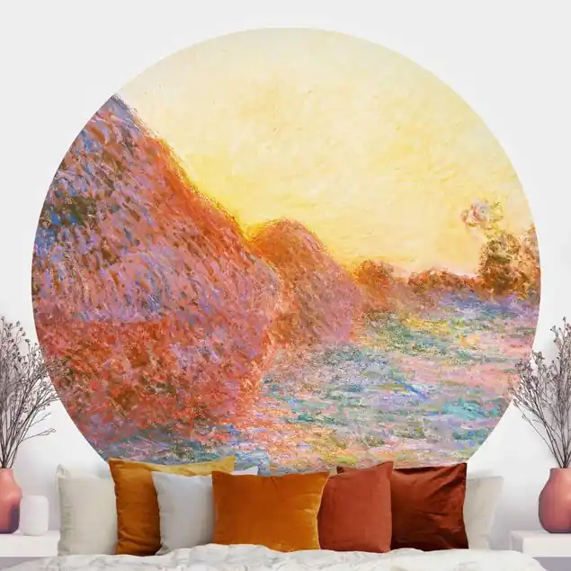 Sofort Bestellen Claude Monet - Strohschober Runde Fototapete