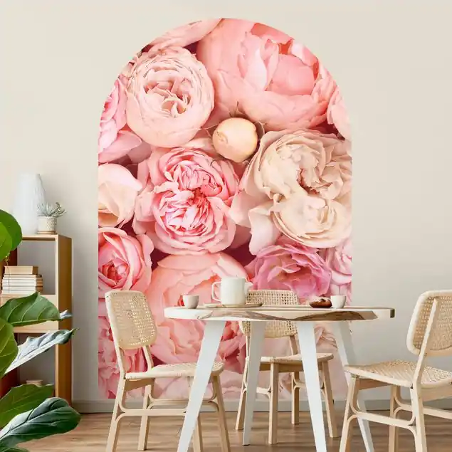 Rosen Rosé Koralle Shabby Rundbogen Tapete Neue Ware