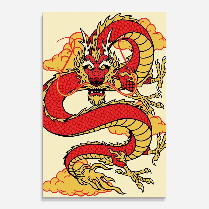 Glasbild Red Yellow Dragon Saisonangebot